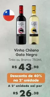 Oferta de Gato Negro - Vinho Chileno por R$43,98 em Sam's Club