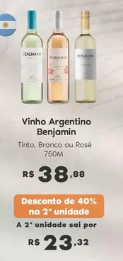 Oferta de Benjamin - Vinho Argentino por R$38,88 em Sam's Club