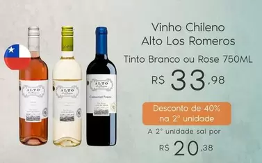 Oferta de Rose - Vinho Chileno Alto Los Romeros por R$33,98 em Sam's Club