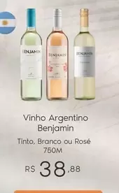 Oferta de Benjamin - Vinho Argentino por R$38,88 em Sam's Club