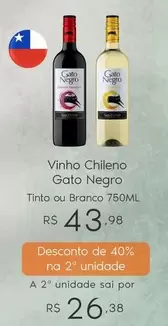 Oferta de Gato Negro - Vinho Chileno Tinto Ou Branco por R$43,98 em Sam's Club