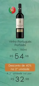 Oferta de De   - Vinho Português Portada Tinto por R$54,98 em Sam's Club