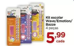 Oferta de Kit Escolar Wave/Emotion/Bazze por R$5,99 em Carrefour