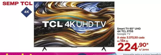 Oferta de TCL - Smart Tv 55" UHD 4K  P75 por R$224,9 em Carrefour