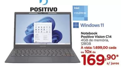 Oferta de Positivo - Notebook Vision C14 por R$1699 em Carrefour