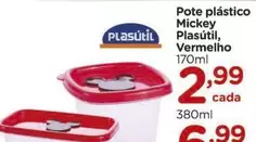 Oferta de Plasutil - Pote Plástico Mickey, Vermelho por R$2,99 em Carrefour