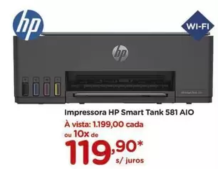 Oferta de HP - Impressora Smart Tank 581 AIO por R$119,9 em Carrefour