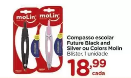 Oferta de Molin - Compasso Escolar Future Black And Silver Ou Colors por R$18,99 em Carrefour