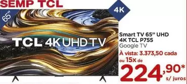 Oferta de TCL - Smart Tv 65" UHD 4K PY55 por R$224,9 em Carrefour