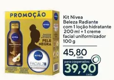 Oferta de Nivea - Kit Beleza Radiante Com 1 Loção Hidratante + 1 Creme Facial Uniformizador por R$45,8 em Drogarias Coop