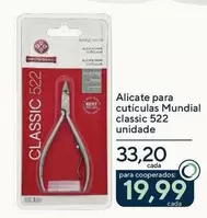 Oferta de Mundial - Alicate Para Cuticulas Classic 522 Unidade por R$33,2 em Drogarias Coop