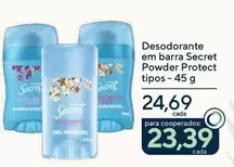 Oferta de Secret - Desodorante Em Barra Powder Protect Tipos por R$24,69 em Drogarias Coop