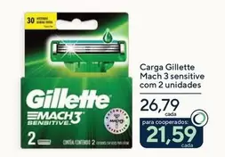 Oferta de Gillette - Carga Mach 3 Sensitive por R$26,79 em Drogarias Coop