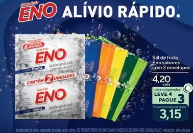 Oferta de Eno - Sal De Fruta Sabores Com 2 Envelopes por R$4,2 em Drogarias Coop