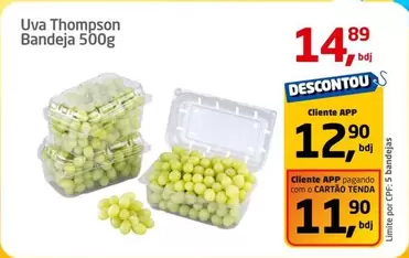 Oferta de Thompson - Uva Thompson Bandeja por R$14,89 em Tenda Atacado