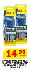 Oferta de Gillette - Aparelho De Barbear Prestobarba Ultragrip 3 Leve 4 Pague 3 por R$14,99 em Roldão