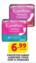 Oferta de Carefree - Protetor Diário Tipos Com 15 Unidades por R$6,99 em Roldão