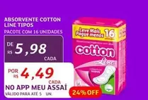 Oferta de Cotton - Absorvente por R$5,98 em Assaí Atacadista