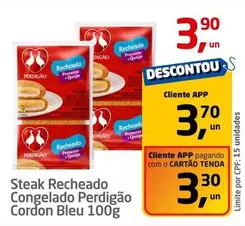 Oferta de Perdigão - Steak Recheado Congelado Cordon Bleu por R$3,9 em Tenda Atacado