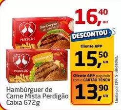 Oferta de Perdigão - Hambúrguer De Carne Mista por R$16,4 em Tenda Atacado