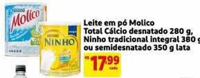 Oferta de Nestlé - Leite Em Pó Molico Total Cálcio Desnatado, Ninho Tradicional Integral por R$17,99 em Mercado Extra