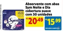 Oferta de Sym - Absorvente com Abas Cobertura Suave Com 30 Unidades por R$20,49 em Mercado Extra