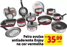 Oferta de Feira Avulsa Antiaderente Enjoy Na Cor Vermelha por R$35,99 em Extra