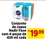 Oferta de De   - Conjunto De Copos Nadir Favo Com 4 Peças De 430 Ml Cada por R$19,99 em Extra