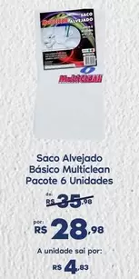 Oferta de Pacote - Saco Alvejado Básico Multiclean por R$28,98 em Sam's Club