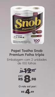 Oferta de Snob - Papel Toalha  Premium Folha Tripla por R$8,98 em Sam's Club