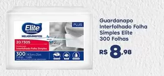 Oferta de Elite - Guardanapo Interfolhado Folha Simples por R$8,98 em Sam's Club