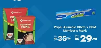 Oferta de Rs - Papel Aluminio 30cm X 30m por R$29,98 em Sam's Club