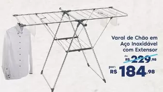 Oferta de Varal -  De Chão Em Aço Inoxidavel Com Extensor por R$184,98 em Sam's Club