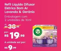 Oferta de Bom Ar - Refil Liquido Difusor Elétrico Lavanda & Gerânio por R$9,99 em Sam's Club