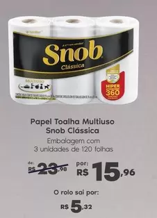 Oferta de Snob - Papel Toalha Multiuso por R$15,96 em Sam's Club