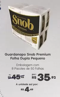 Oferta de Premium - Guardanapo Snob  Folha Dupla Pequeno por R$35,92 em Sam's Club