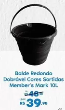 Oferta de Member's Mark - Balde Redondo Dobrável Cores Sortidas por R$39,98 em Sam's Club