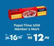 Oferta de Rs - Papel Filme 60m Member's Mark por R$12,98 em Sam's Club