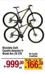 Oferta de Aro - Bicicleta Colli Cazelle Amarela V- Break  29 21V por R$999 em Max Atacadista