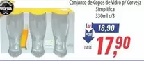 Oferta de De   - Conjunto De Copos De Vidro P/ Cerveja por R$17,9 em Supermercados BH