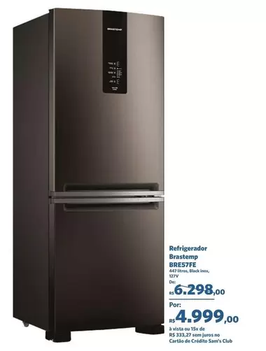 Oferta de Brastemp - Refrigerador Bbre3ff por R$4999 em Sam's Club