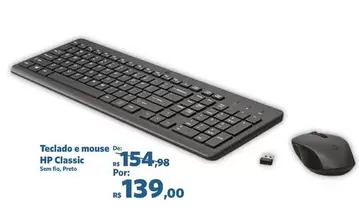 Oferta de HP - Teclado E Mouse Classic por R$154,98 em Sam's Club