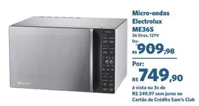 Oferta de Electrolux - Micro-ondas por R$749,9 em Sam's Club