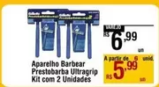 Oferta de De   - Aparelho Barbear Prestobarba Ultragrip Kit Com 2 Unidades por R$6,99 em Max Atacadista