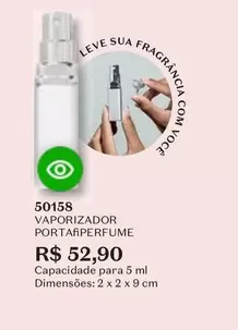 Oferta de O boticario - Vaporizador Portaiperfume por R$52,9 em O Boticário