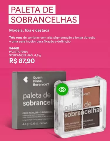 Oferta de Incolor - Paleta De Sobrancelhas por R$87,9 em O Boticário