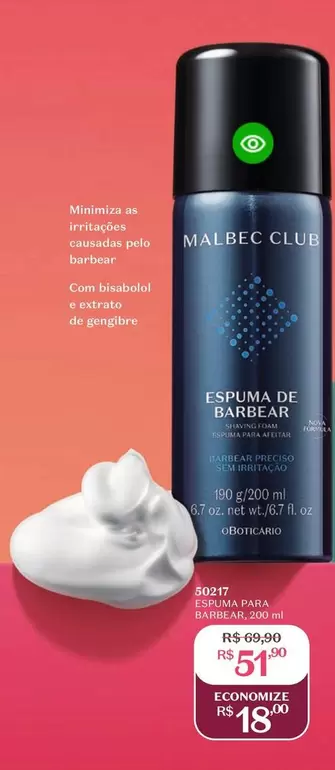 Oferta de AS - Espuma De Barbear por R$51,9 em O Boticário