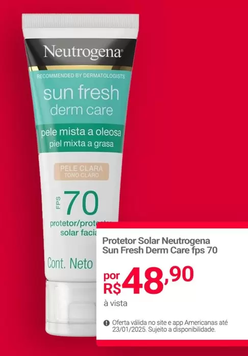 Oferta de Neutrogena - Protetor Solar por R$48,9 em Lojas Americanas